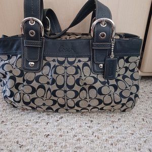Coach, medium, blue/beige